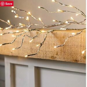 Indoor/Outdoor Silver Metallic Garland with Dual-Function Lights